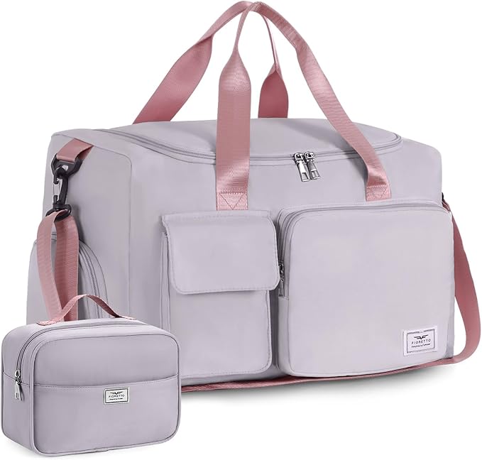 FIORETTO Women's Gym Duffle Bag with Shoes Compartment, 37L Capacity, Ideal for Travel, Gym, Sports, Duffel, Weekender