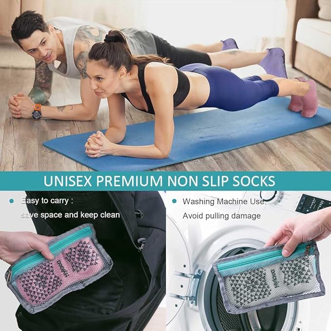 Hylaea Unisex Non Slip Socks with Grip for Yoga, Hospital, Pilates, Barre | Ankle, Cushioned