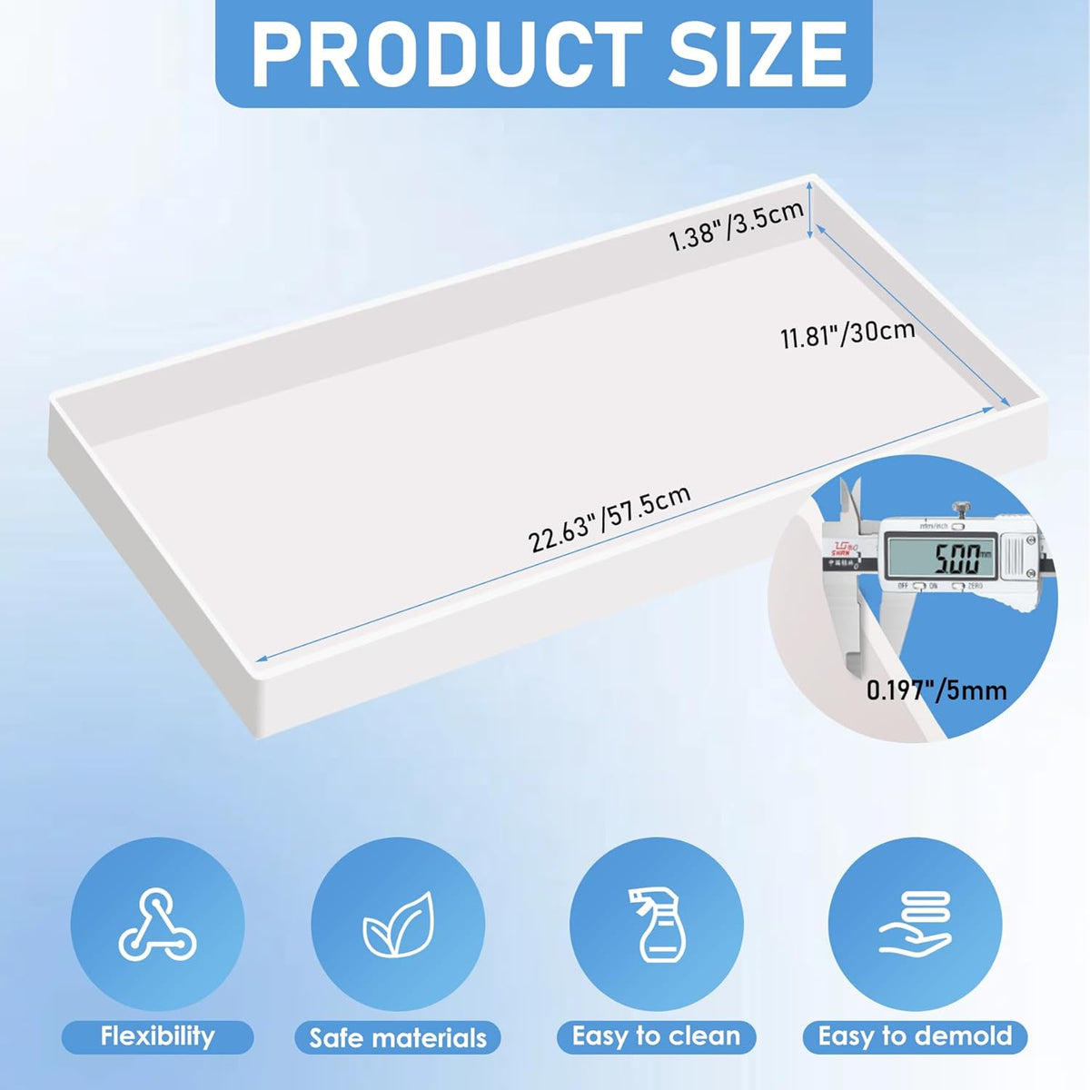 Extra Large Epoxy Resin Mold 22.63x11.81x1.38in, Reusable Resin Molds for River Table, Coffee Table, Trays, Cutting Boards, DIY Resin Art