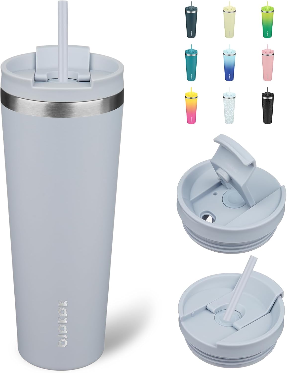 BJPKPK 26oz Stainless Steel Insulated Tumbler With lid And Straw Travel Coffee Thermal Tumblers Cup For Women And Men,Modern Blue