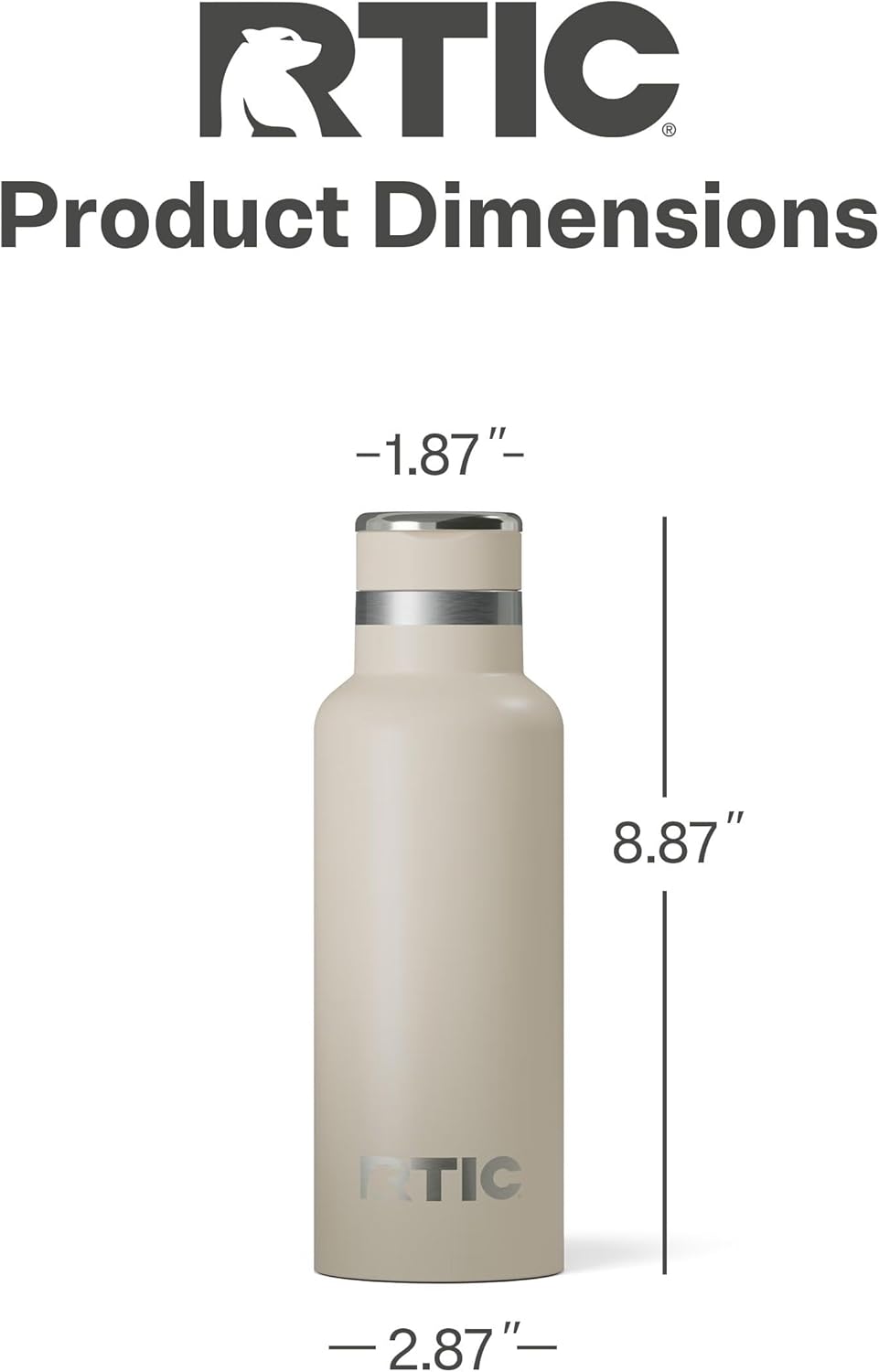 RTIC 16oz Journey Bottle Metal Stainless Steel Vacuum Insulated, BPA Free, Reusable, for Water, Hot and Cold Drinks, Travel, Sports, Camping, Beach