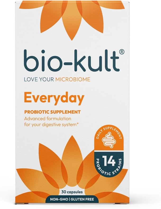 Bio-Kult Gut Health Probiotic Supplement, 14 Strains, Probiotics for Women & Men, Immune Support, Digestive Health, Shelf-Stable, Non-GMO and Gluten-Free, Capsules, 30 Count (Pack of 1)