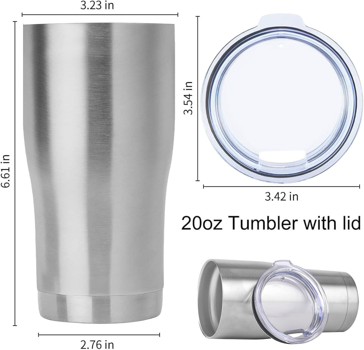 DOMICARE 20oz Tumbler with Lid Stainless Steel Tumblers Bulk, Double Wall Vacuum Insulated Coffee Travel Mug, 12 Pack Stainless Steel