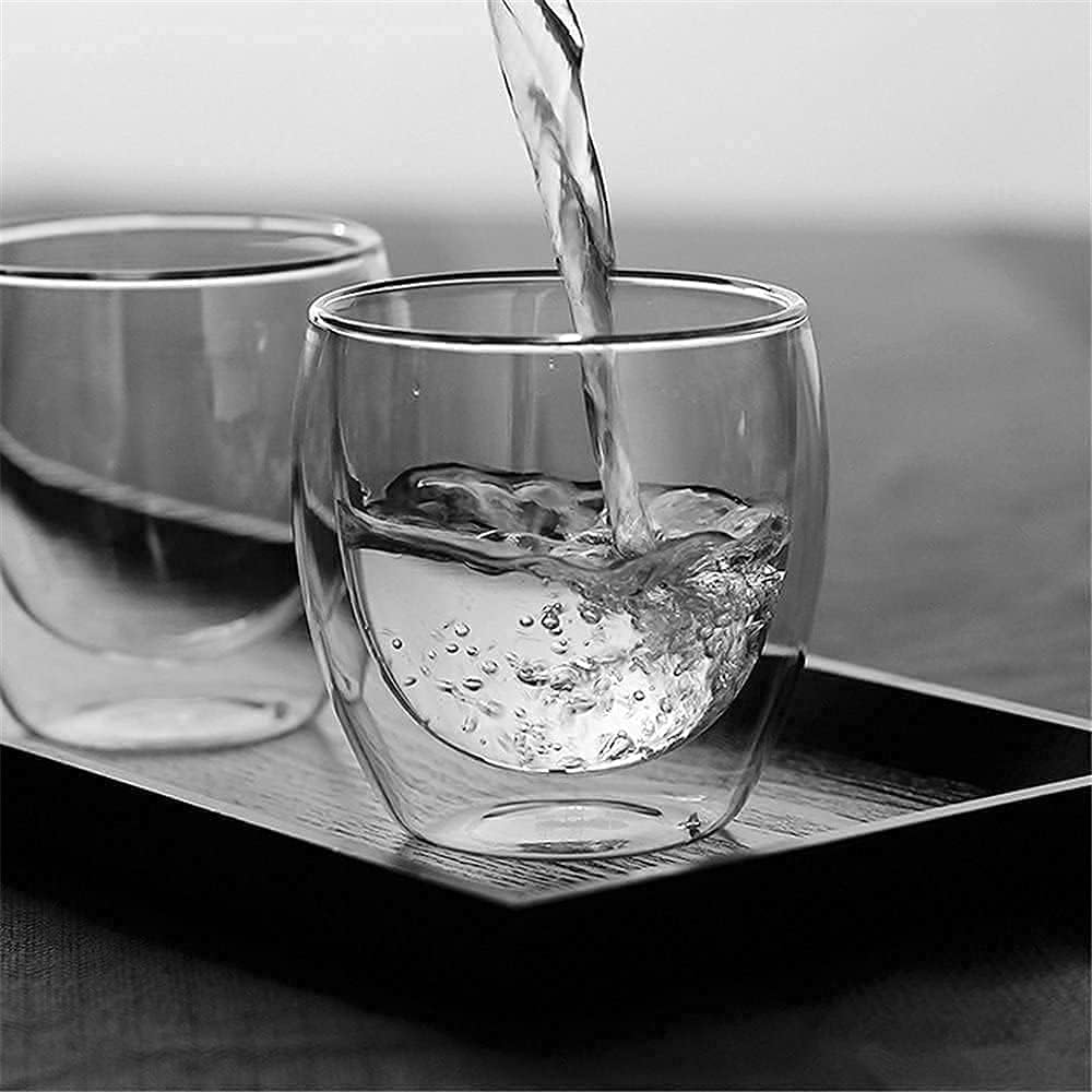Octavius Double Wall Glass Cup Set | Perfect for Hot & Cold Beverage Lovers | (Set of 2) 8 Ounces Glass Clear Coffee Cups | Cups For Tea, Cappuccino, Latte, Hot Beverages Cup