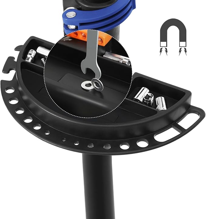 Bike Repair Stand with Quick Release Bicycle Maintenance Rack Bike Workstand Height Adjustable and Portabl with Tool Tray Extensible Bike Repair Rack for Road & Mountain Bikes