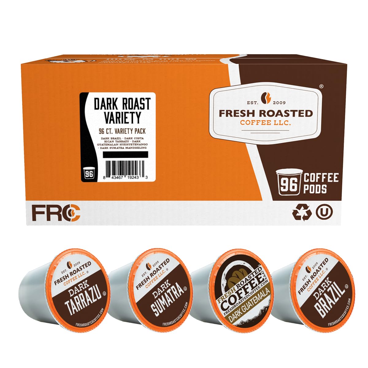 Fresh Roasted Coffee, Dark Roast Variety Pack, K-Cup Compatible, 96 Pods