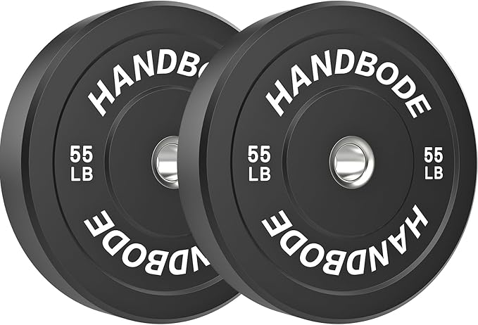 Bumper Plates 2 - Inch Olympic Weight Plate Set for Barbell, 10-55 lb Rubber Weights Sets for Home Gym, Strength Training Plate, Weight Lifting, Black