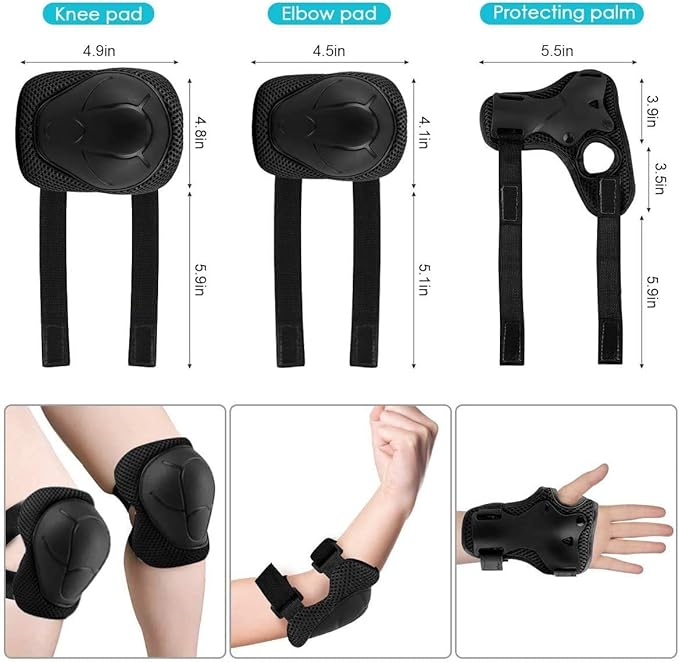 Adjustable Helmet for Ages 5-16 Kids Toddler Boys Girls Youth,Protective Gear with Elbow Knee Wrist Pads for Multi-Sports Skateboarding Bike Riding Scooter Inline skatings Longboard Roller Skate