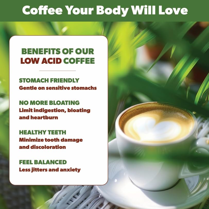 Low Acid Organic Coffee – Whole Bean, Mold-Free & Stomach Friendly by Java Planet, Guatemalan Single Origin Coffee, Medium Roast, Smooth Full Flavored, 2x1LB Bag