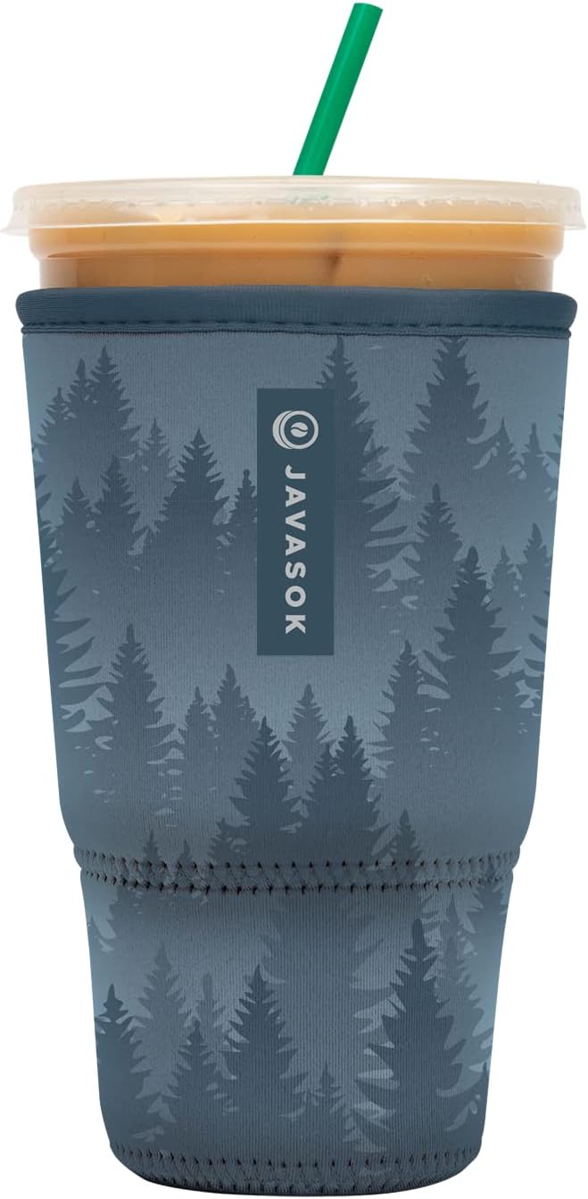 Sok It JavaSok Iced Coffee & Cold Soda Insulated Neoprene Cup Sleeve (Foggy Woods, XLarge: 38-42oz)