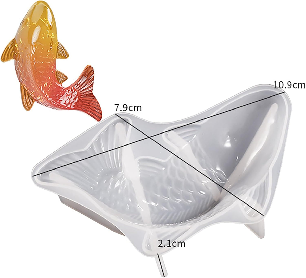 2 Pack Fish Resin Mold - Animal Resin Casting Silicone Molds for Home Decor & Candle Making Wave Spiral Mold