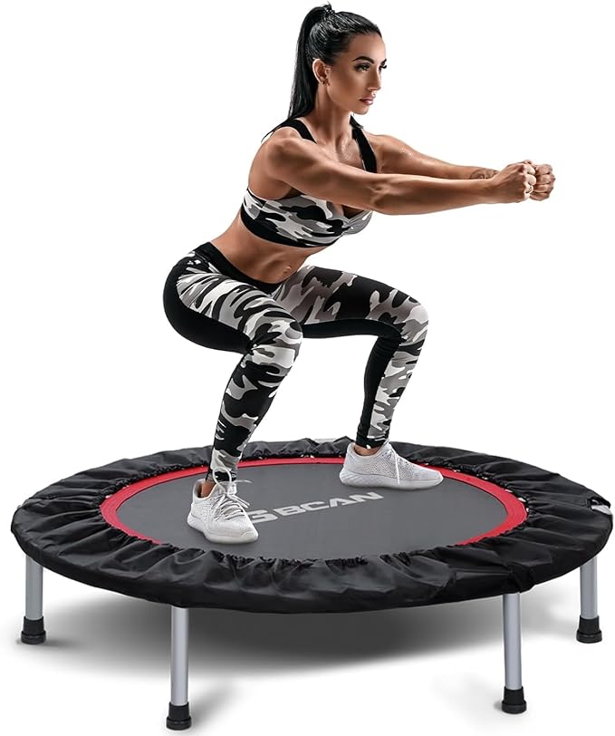 BCAN 38"/40''/48'' Foldable Mini Trampoline Fitness Trampoline with Safety Pad,Rebounder Exercise Trampoline for Adults Indoor/Garden Workout,Max Load 300lbs/440lbs