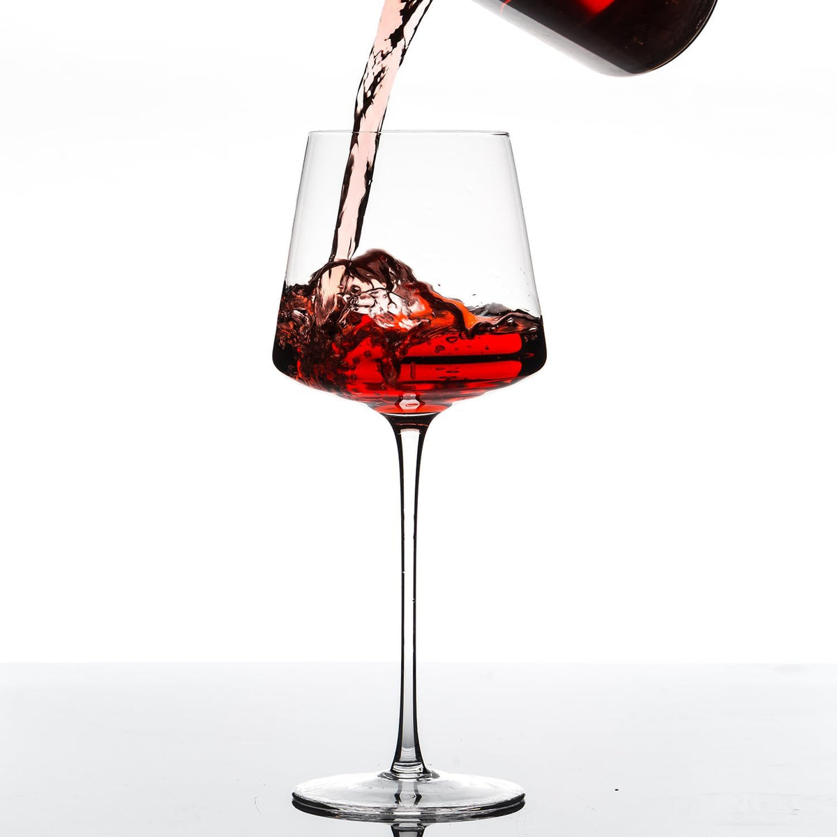 White Red Wine Glasses Set of 6 – 18oz Red Wine Glasses with Tall Long Stem,【Hand Blown】Crystal Wine Glasses- Square Wine Glasses with flat bottom, Wine gifts for Christmas, Wedding, Birthday,