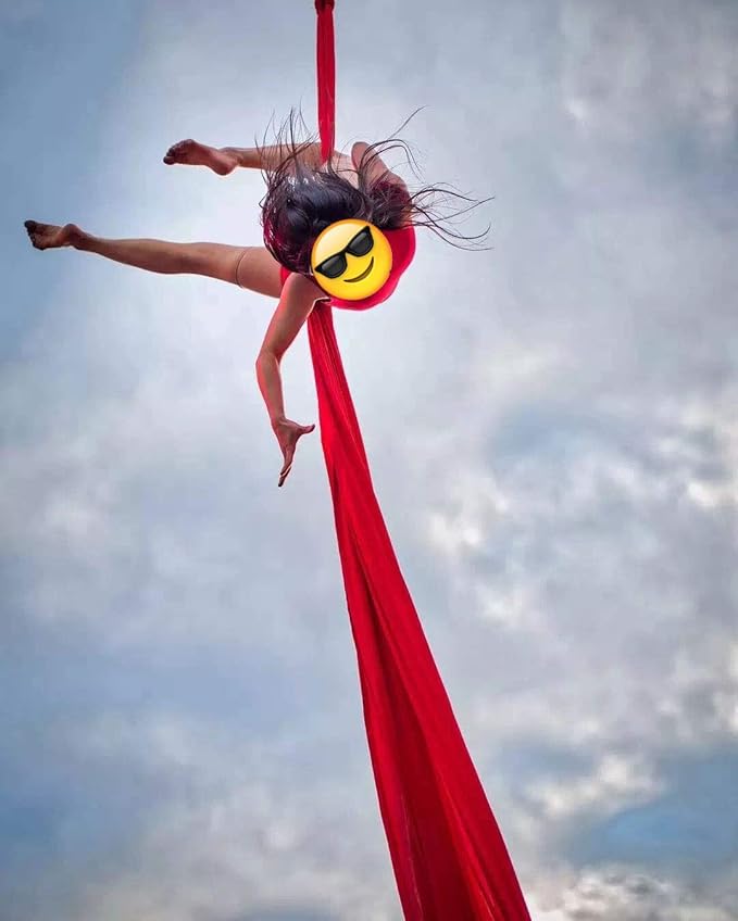 DASKING Aerial Silks Starter Kit - Durable 11Yards of Aerial Yoga Hammock with Hardware, Aerial Swing for Acrobatic Flying Yoga & All Levels (Aerial Rigging Point Up to 14ft)