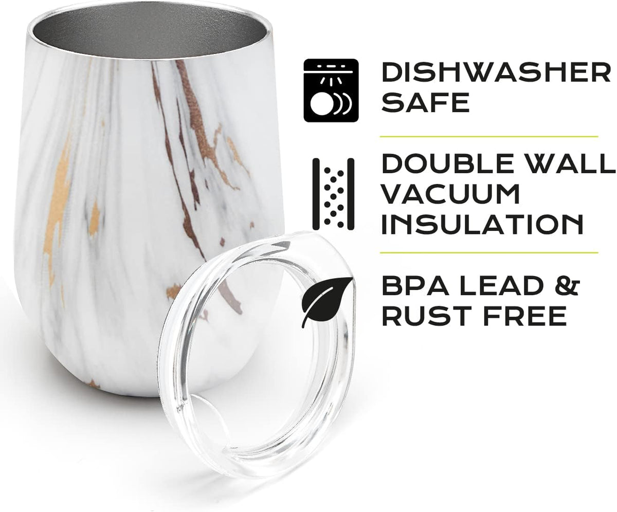 BALIBETOV 5 pcs large Yerba Mate Cup and Bombilla Kit, Includes one 12 oz Yerba Mate Gourd with Lid, Two Bombillas Mate Straw and one cleaning brush | Stainless steel | Double Walled