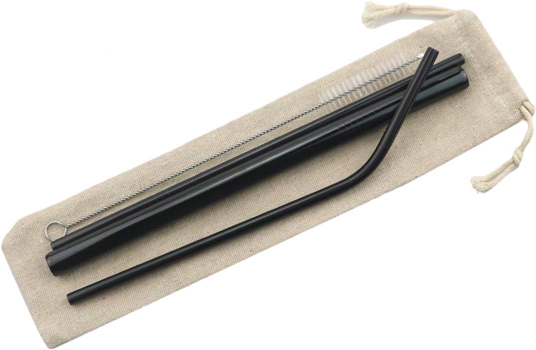 Gugrida Metal Straws Stainless Steel Straws 8.5" Drinking Straws Reusable 3 Set - Ultra Long Muti Color-Cleaning Brush for 20/30 Oz for Trail Tumblers Yeti RTIC SIC Ozark (2 Straight|1 Bent|1 Brush）