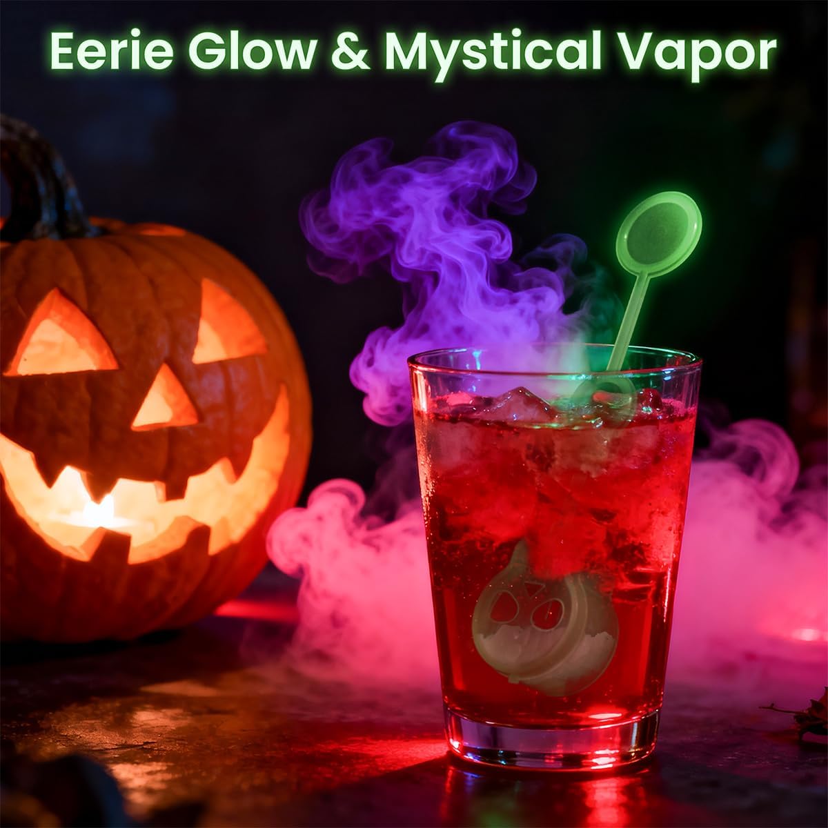25 Pcs Halloween Dry Ice Swizzle Sticks, Clear Skull-Shape Plastic Stir Sticks Glow in Dark Bar Cocktail Beverage Drink Stirrers for Smokey Drinks Coffee Home Party Decoration