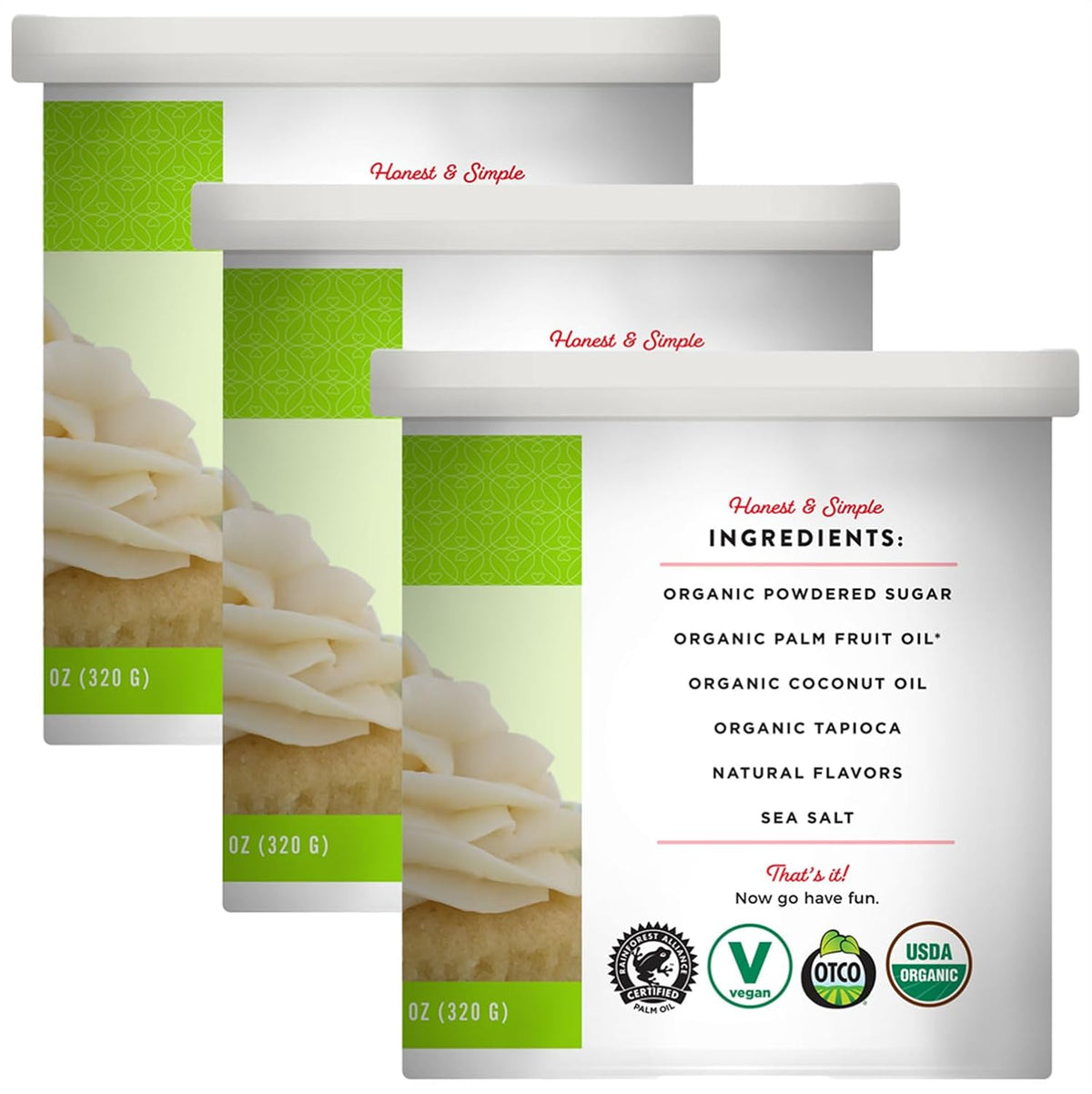 Miss Jones Baking Organic Buttercream Frosting, Perfect for Icing and Decorating, Vegan-Friendly: Cream Cheese, 11.29 Ounce (Pack of 3)