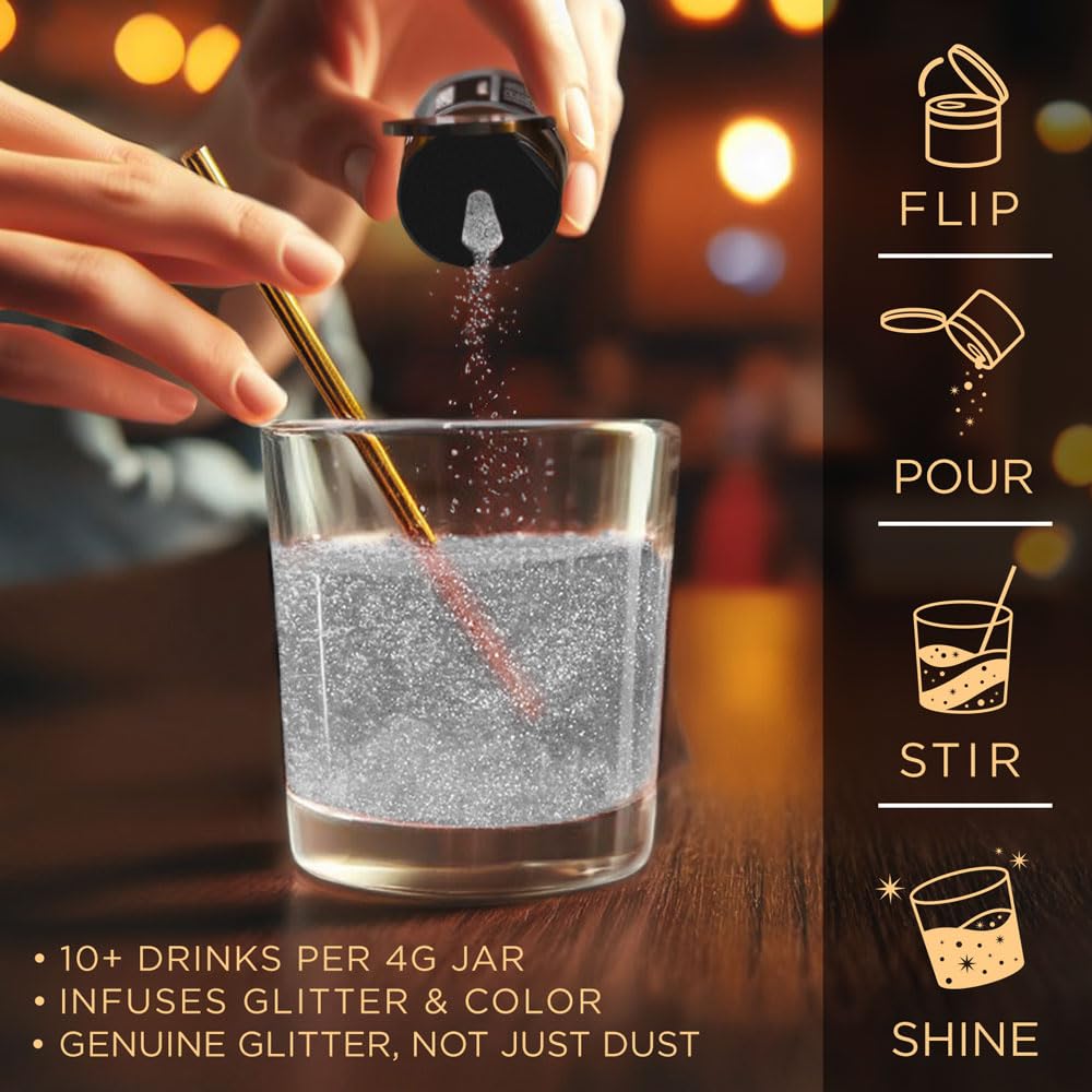 White Brew Glitter Edible Glitter for Drinks, Cocktails, Beer, Garnish Glitter & Beverages | Kosher & Halal Certified | 100% Edible & Food Grade | Vegan, Gluten, Nut Free (25g Spray Pump, White)