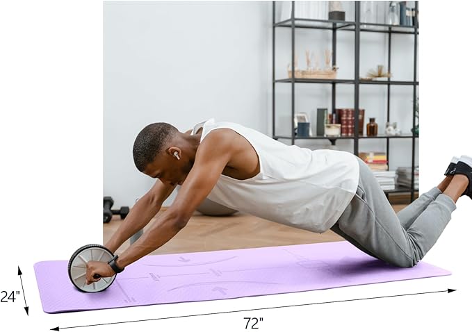 Exercise Equipment Mat for Ab Roller Wheel, Non Slip Abdominal Knee Mat, 6mm Thick Home Gym Floor Pad for Yoga, Pilates, Skipping, 72"L X 24"W X 0.24"Th, TPE