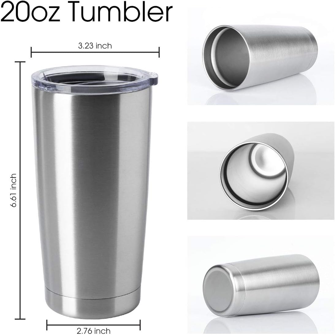 HASLE OUTFITTERS 20oz Tumblers Bulk Stainless Steel Cups with Lid Double Wall Vacuum Insulated Coffee Mugs for Cold & Hot Drinks Pack