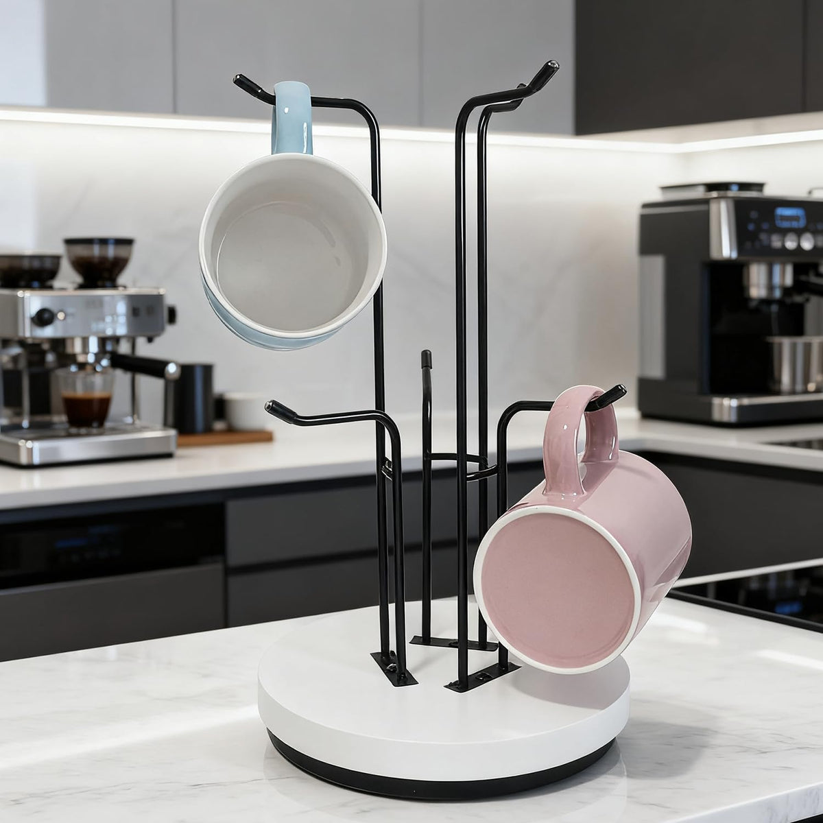 360° Rotated Mug Holder Tree, Coffee Cup Holder with 6 Hooks