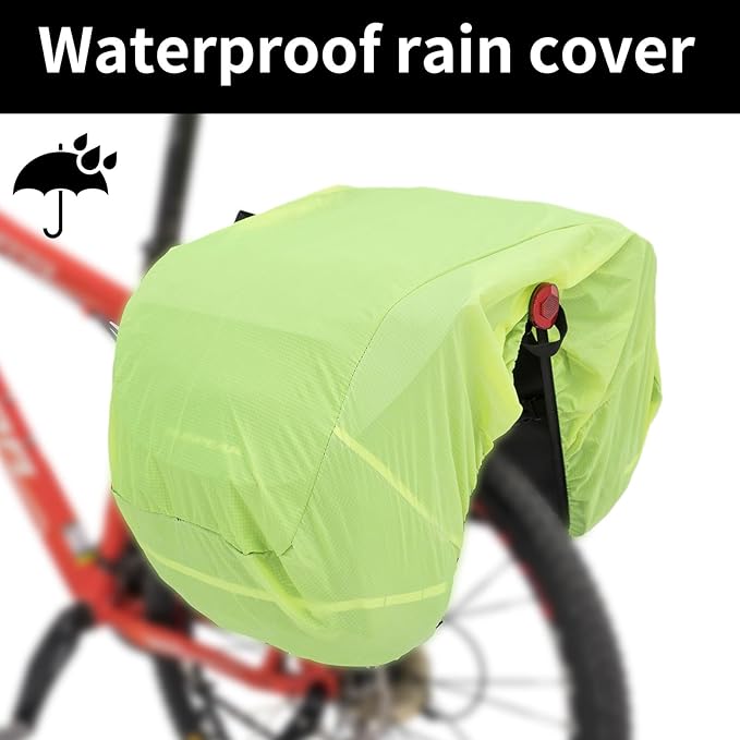 Bike Bag Accessories Panniers for Bicycle Rear Rack Bag 45L Waterproof Mountain Electric Bike Saddle Bag for Cycling Traveling Commuting Green