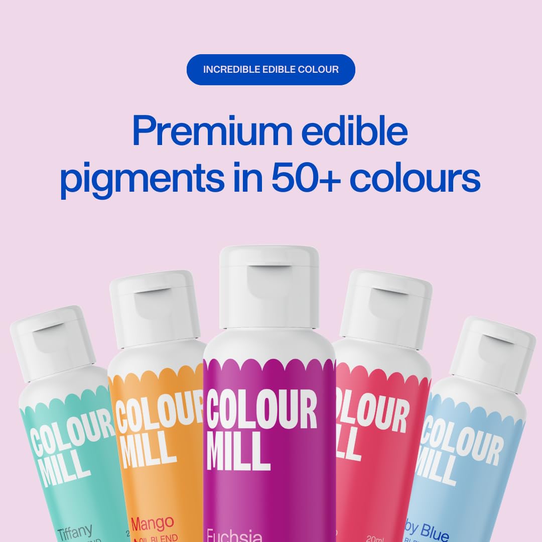 Colour Mill Pool-Party Pack Oil-Based Food Coloring, 20 Milliliters Each of 6 Colors: Candy, Mint, Purple, Sky Blue, Teal and Yellow 4.08 Fl Oz 120 milliliters