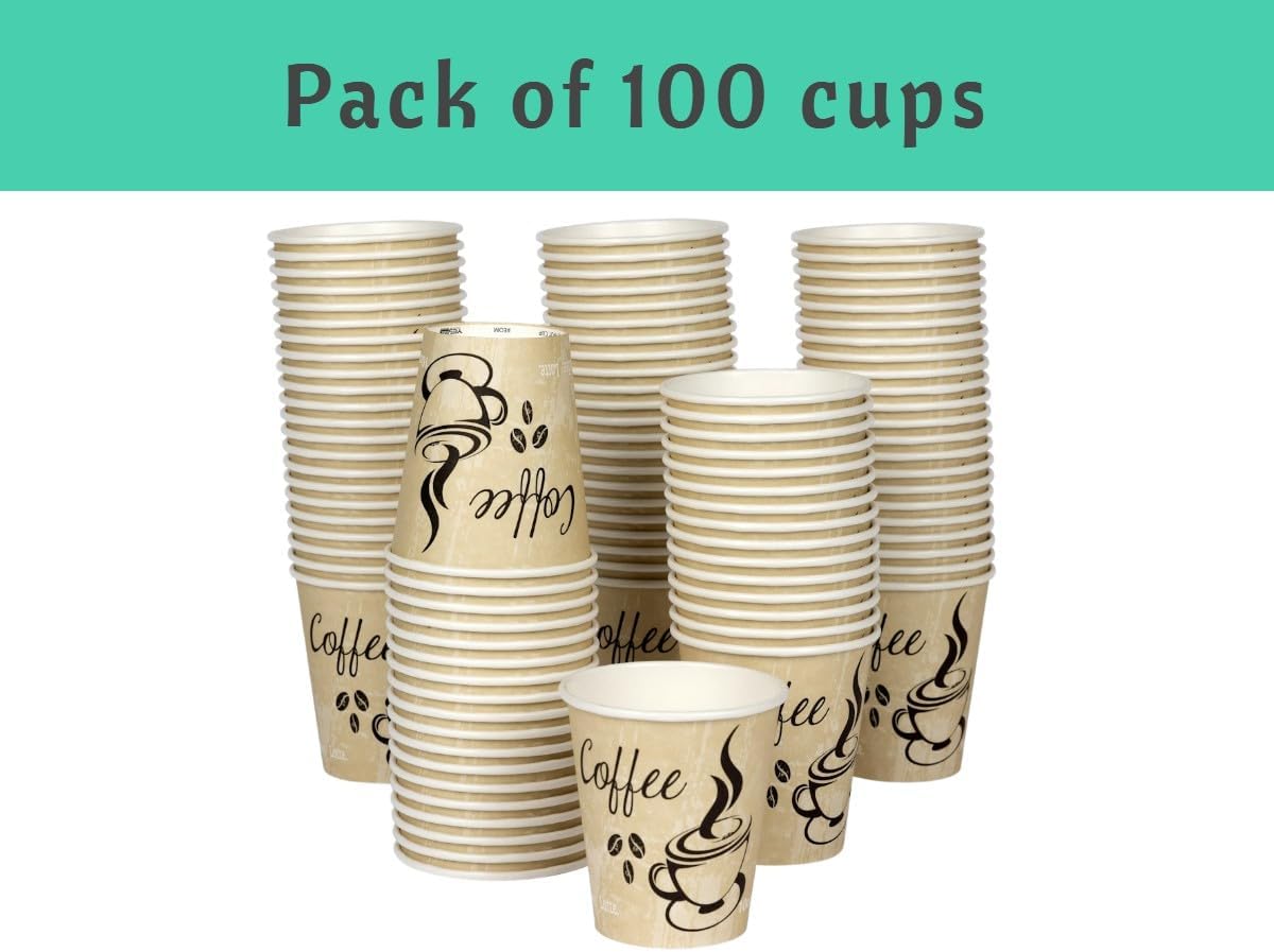 Smygoods Disposable Coffee Cups, To Go Paper Hot Cups, Classic Design (10 OZ, 100 Count) For Hot Beverages, Coffee, Tea, Espresso, Cocoa - Vasos Para Cafe