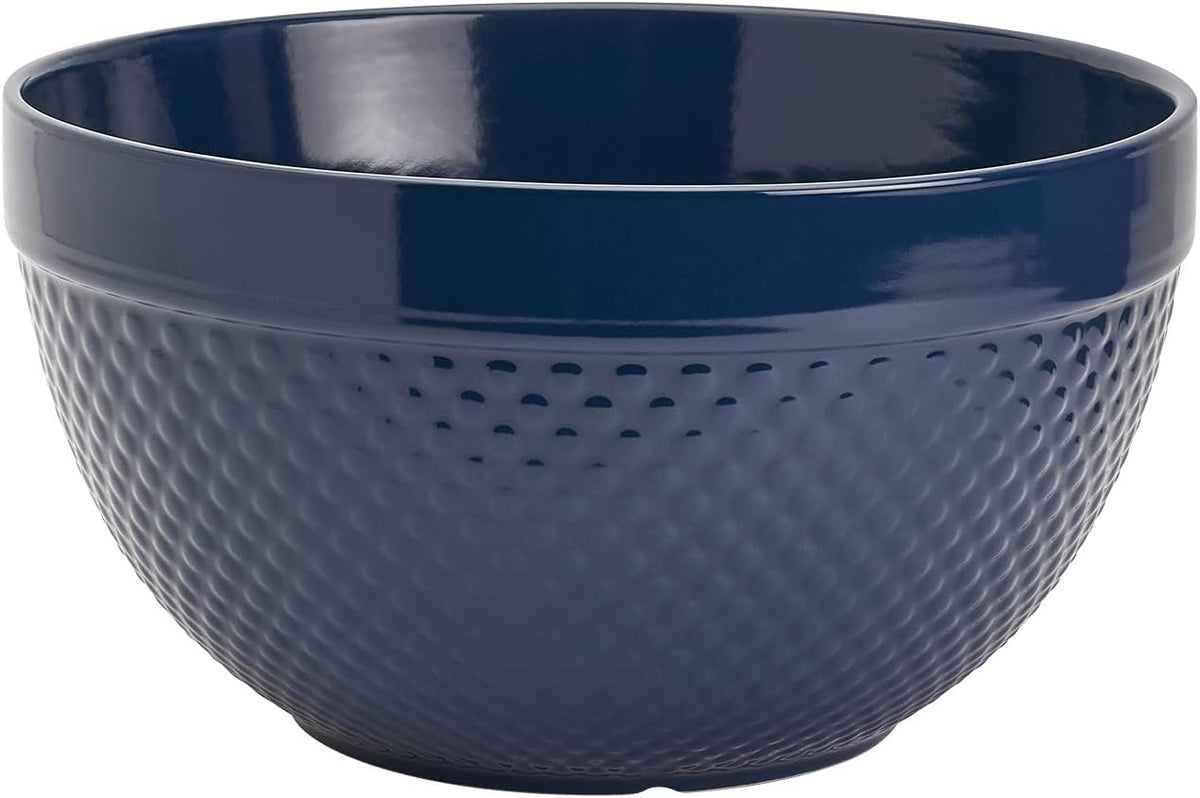 TTU Tabletops Gallery Hobnail Style 4 Piece Blue Storm Stoneware Nesting Mixing Bowl Set for Baking and Cooking