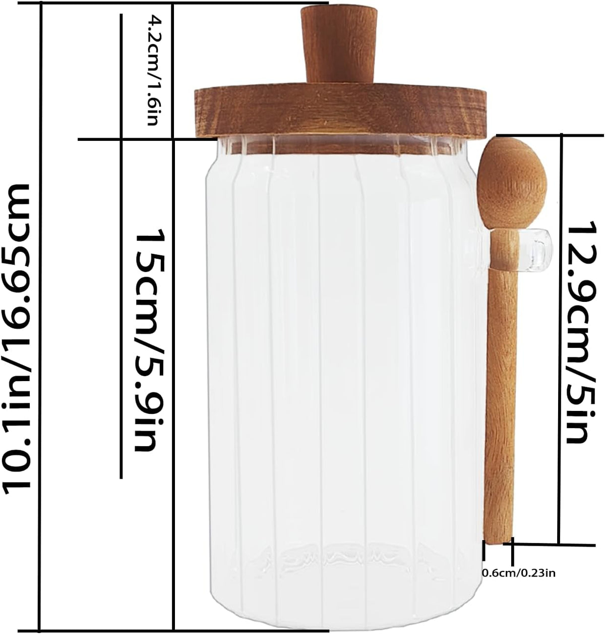 Glass Food Storage Jars with Handles Wood Lid and Spoon, 25 oz Glass Kitchen Canisters for Coffee, Tea, Cereal, Spice and Canning, Mason Jars, Cute Jar