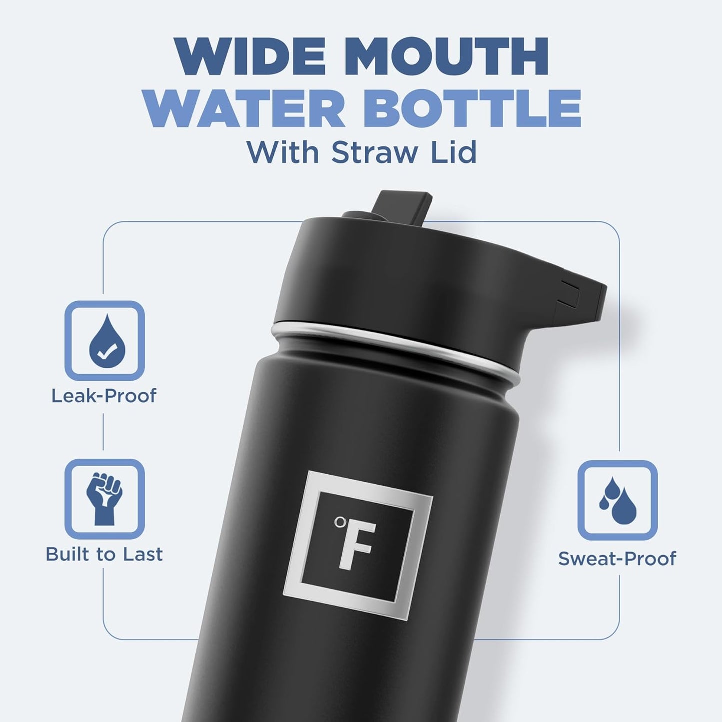 IRON °FLASK Camping & Hiking Hydration Flask with 3 Lids - Stainless Steel, Double Walled & Vacuum Insulated Water Bottle - Leak Proof & BPA Free (Lavender, Straw - 22 oz)