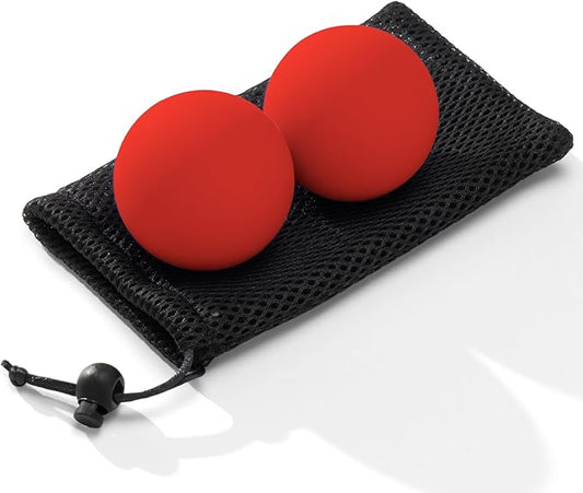 Massage Lacrosse Balls for Myofascial Release,Yoga Deep Tissue Massage,Trigger Point Therapy and Foot Plantar Fasciitis,Muscle Soreness Massager Ball (2 Packs) (Red)
