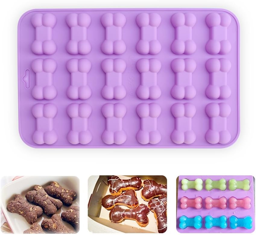 homEdge Jumbo Puppy Dog Paw (6 Cavity) and Bone Molds, Non-Stick Food Grade Silicone Dog Treats Molds, Silicone Mold for Chocolate, Candy, Jelly, Ice Cube, Dog Treats (Set of 4PCS)