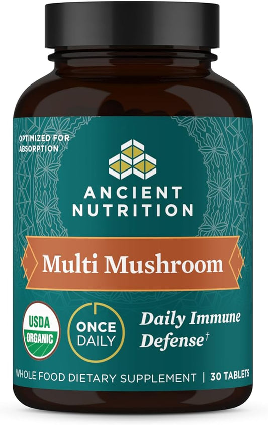 Ancient Nutrition Mushroom Supplement, Organic Multi Mushroom Immune Support Tablet, Supports Stress Response, Gluten Free, Paleo and Keto Friendly, 30 Count