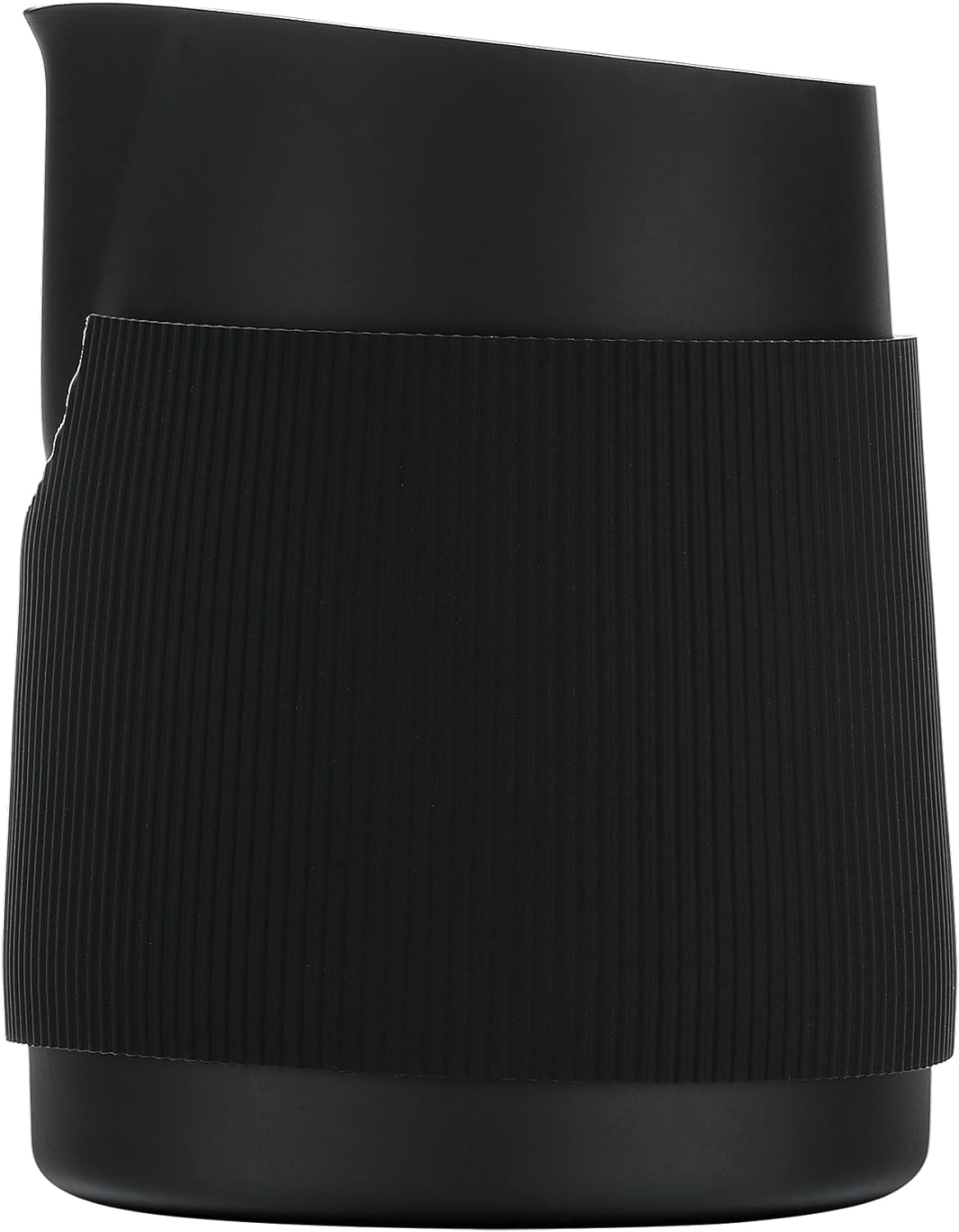 Normcore Handleless Milk Pitcher - Espresso Steaming Pitcher with Round Spout - 18/8 Stainless Steel Milk Frothing Jug, Black Non-Stick - Premium Barista Tools - Black - 15.2 oz (450 ml)