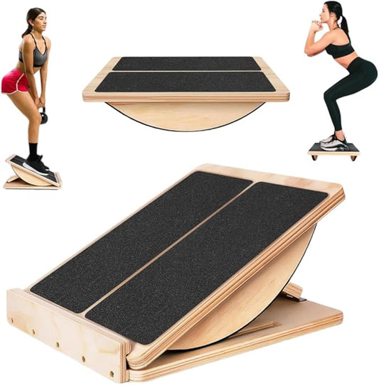 2-in-1 Fitness Slant Board for Calf Stretching Adjustable Incline Board for Mobility, Rehab, Yoga, Pilates, Planter Fasciitis Calf Stretcher Balance Board for Feet Heel Ankle – Portable