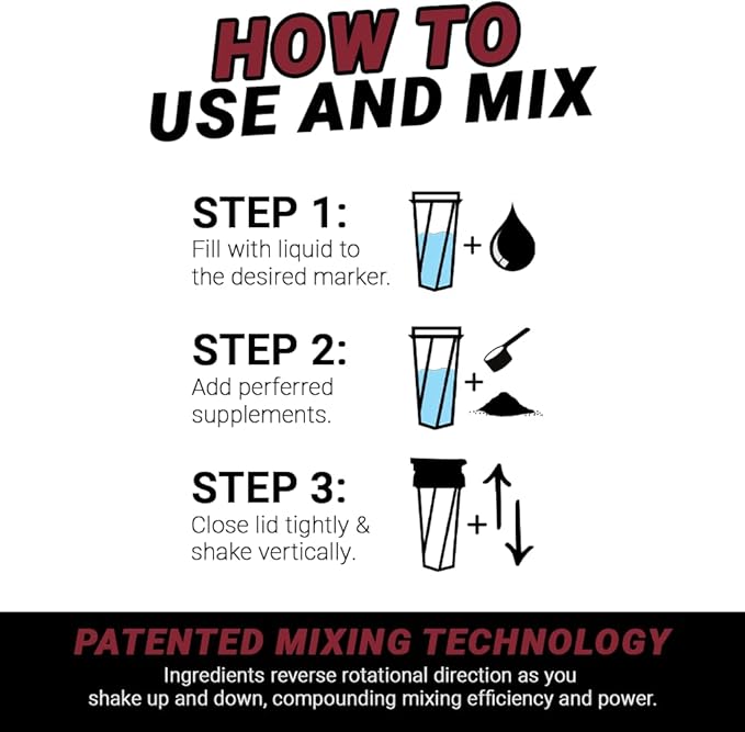 HELIMIX 1.5 Vortex Blender Shaker Bottle Holds Upto 20oz | No Blending Ball or Whisk | USA Made | Portable Pre Workout Whey Protein Drink Shaker Cup | Mixes Cocktails Smoothies Shakes | Top Rack Safe