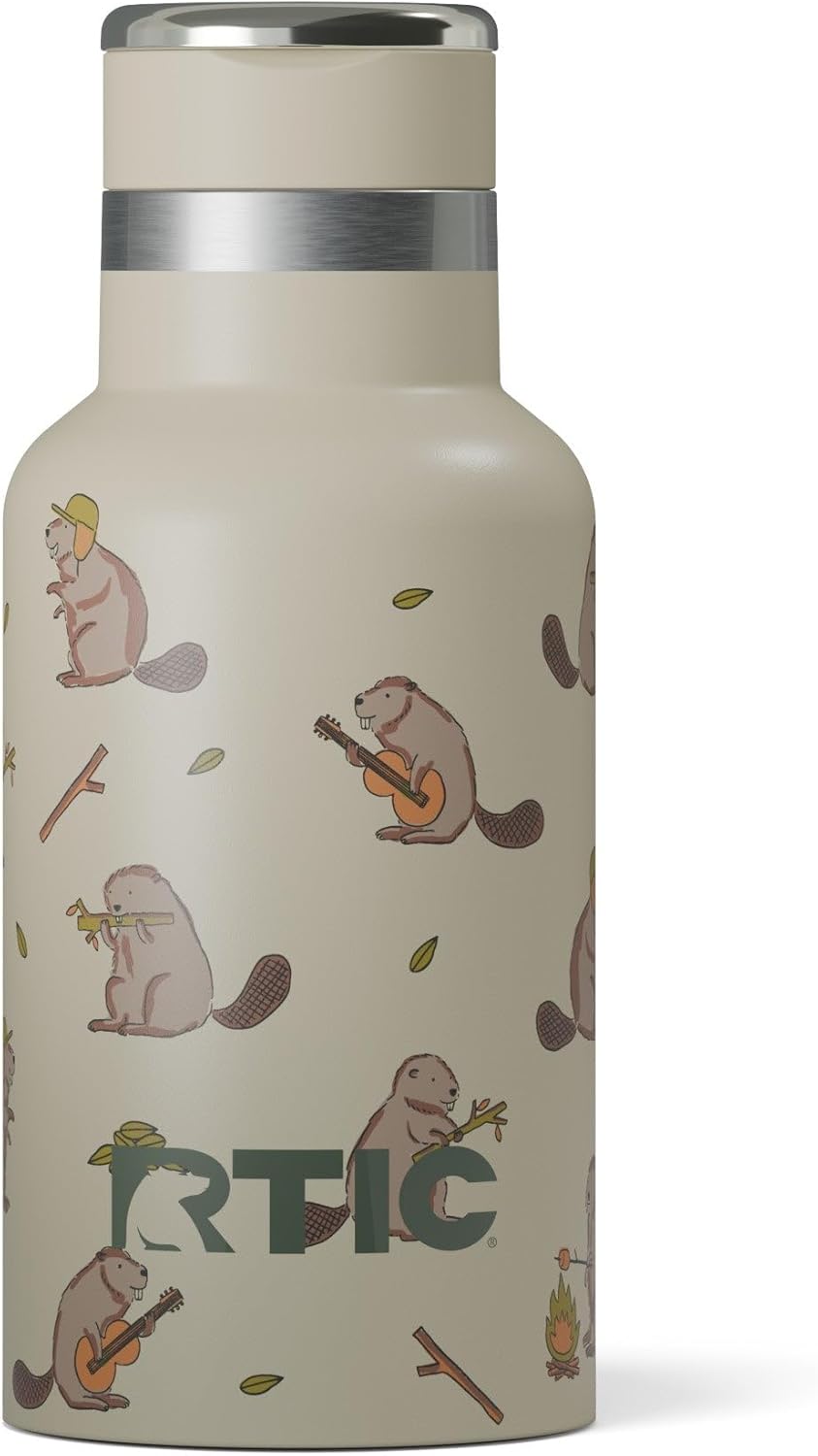RTIC Little Journey Bottle with Straw, Insulated, Stainless Steel, Metal, Double Wall Vacuum-Insulation, Ceramic-Lined, Leak-Proof Lid, BPA-Free Water Flask for Sports, Travel, Busy Beaver