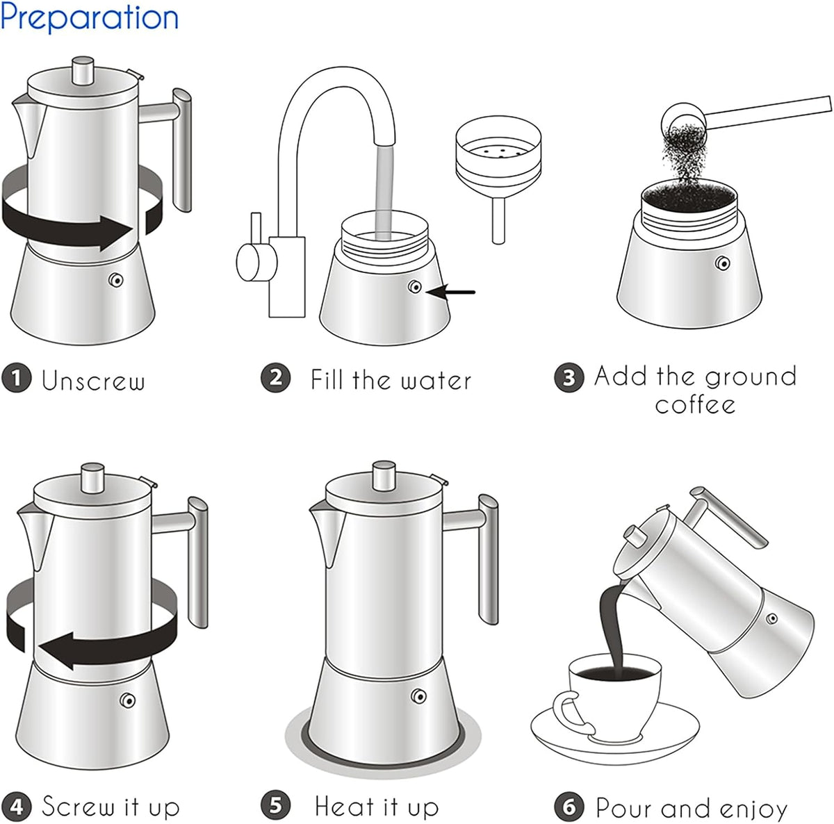 Easyworkz Diego Stovetop Espresso Maker Stainless Steel Italian Coffee Machine Maker 6Cup 10 oz Moka Pot Induction Espresso Pot
