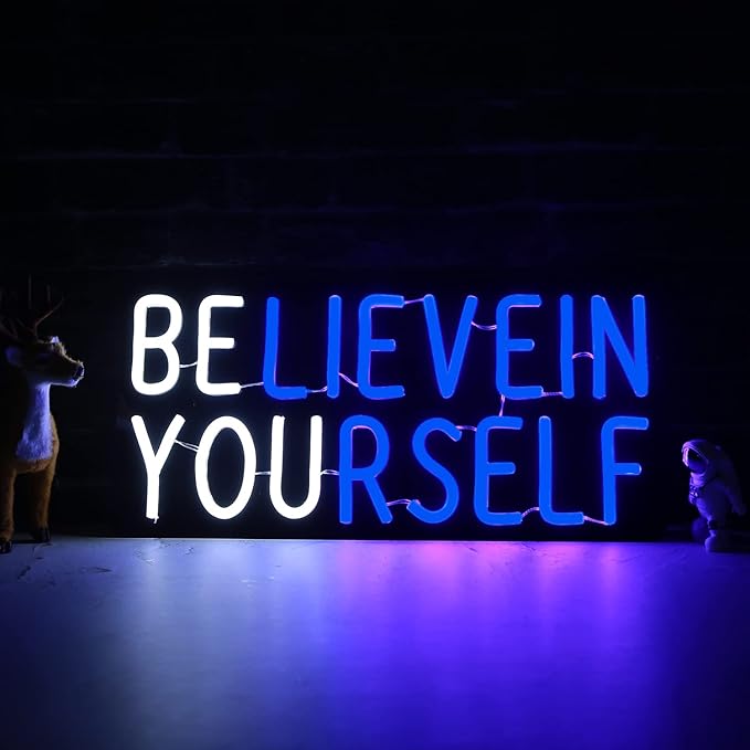 Believe in Yourself Neon Sign USB Powered for Room Decor, LED Neon Light Sign Dimmable for Kids Bedroom Office Bar classroom Wall Art Birthday Gift 16 * 7.5 Inches Blue