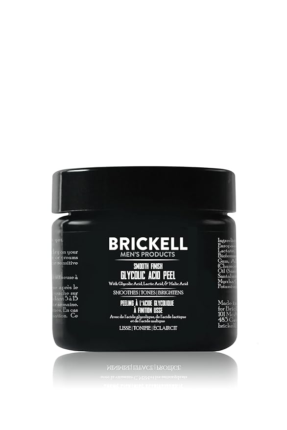 Brickell Men's Smooth Finish Glycolic Acid Peel For Men, Natural and Organic, Anti-Aging Peel for Wrinkles, 2 Ounce, Scented