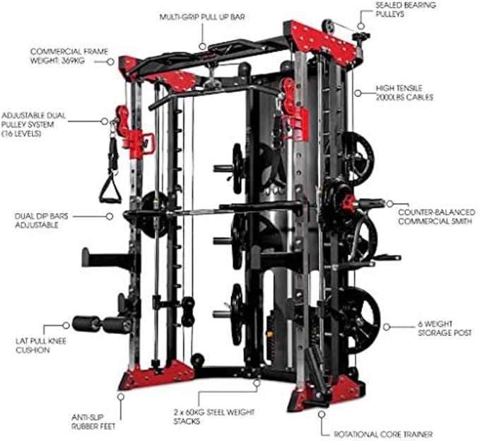 Smith Machine, Cables with Built in 160 kg Weights