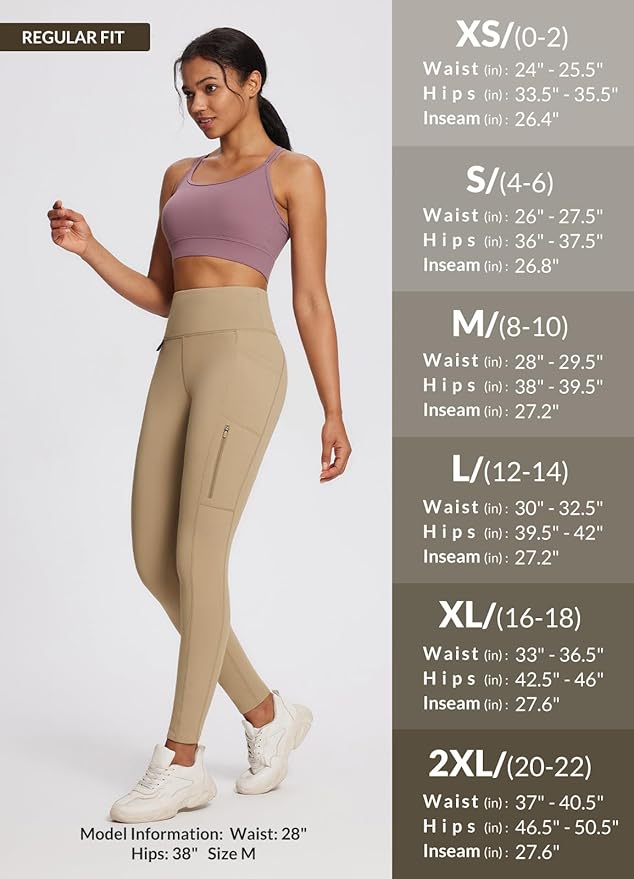 baleaf Women's Fleece Lined Leggings Waterproof Winter Hiking Pants Thermal Running Tights Zipper Pockets High Waisted