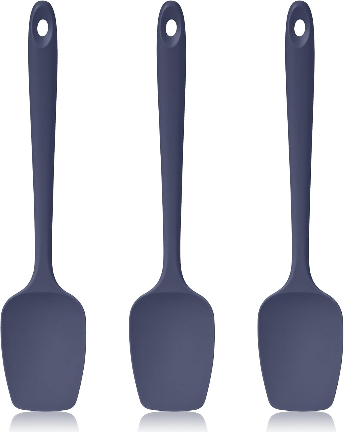 600ºF Heat Resistant Spatulas, High Heat Food Safe Semless Kitchen Silicone Spoon Spoonula Scraper Set for Cooking Baking Mixing Scraping Stirring Nonstick Cookware Pan (3Pcs,Midniaht Blue)