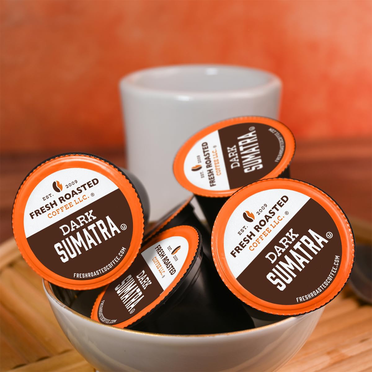 Fresh Roasted Coffee, Dark Sumatra Mandheling |100% Single Origin | Dark Roast, 72 Pods for K Cup Brewers