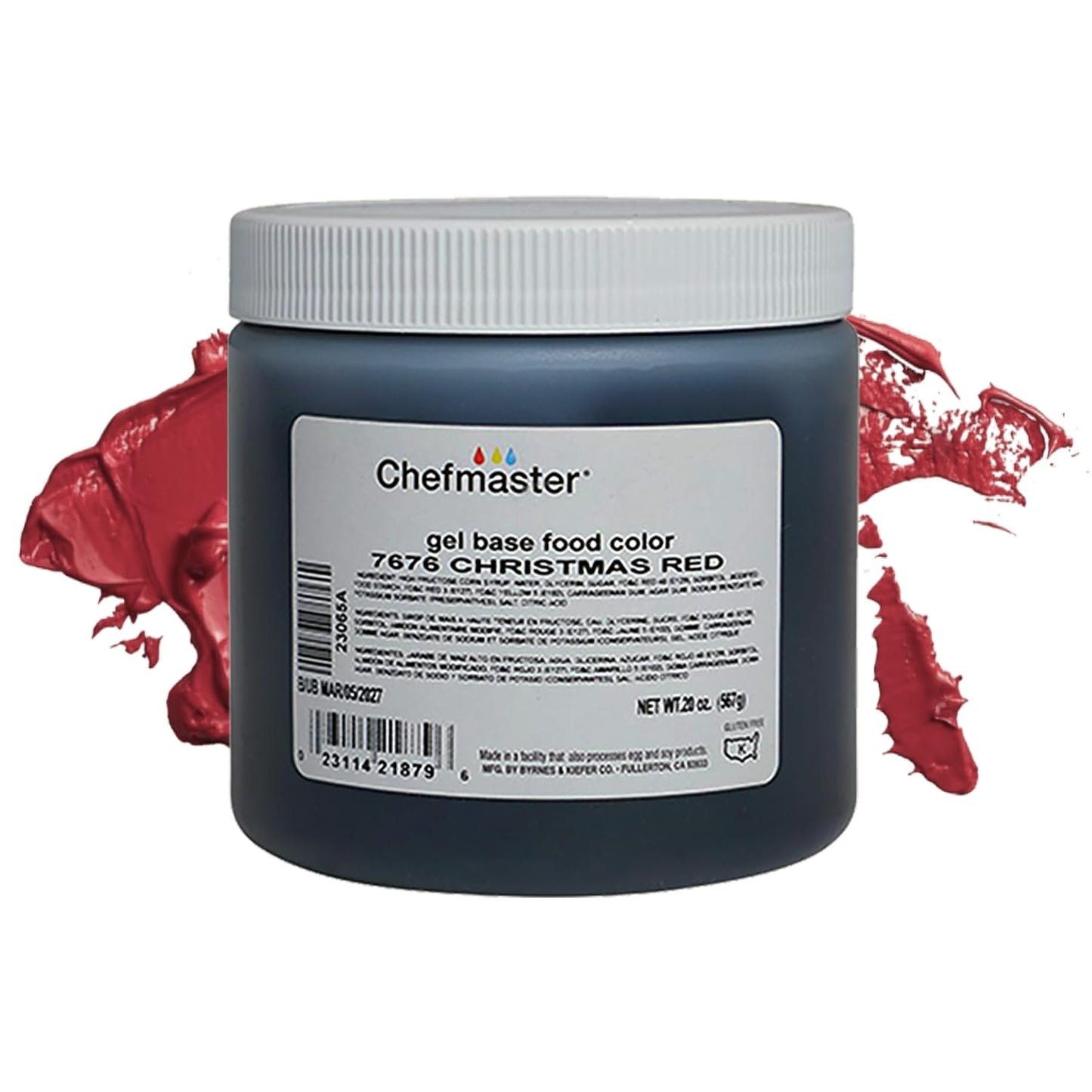 Chefmaster Christmas Red Gel Food Coloring | Vibrant Color | Professional-Grade Dye for Icing, Frosting, Fondant | Baking & Decorating | Fade-Resistant | Easy-to-Use | Made in USA | 20 oz