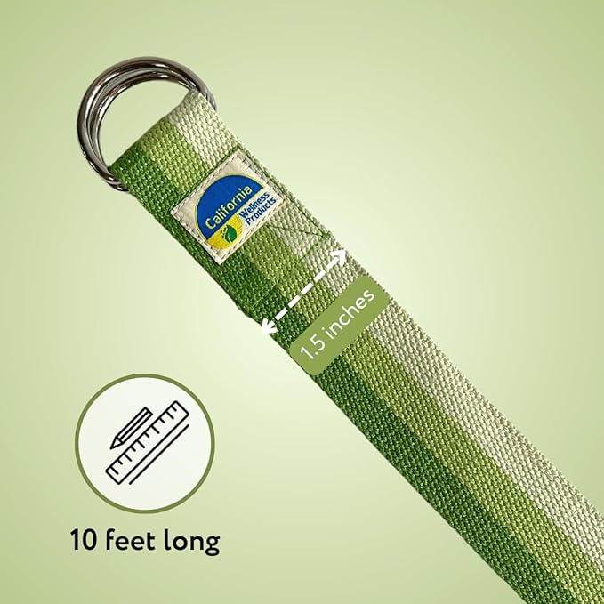California Yoga Strap | Yoga Belt with Safe Adjustable D-Ring Buckle for Pilates | Stretching Strap | Exercise Bands | Physical Therapy | Improves Sitting Posture
