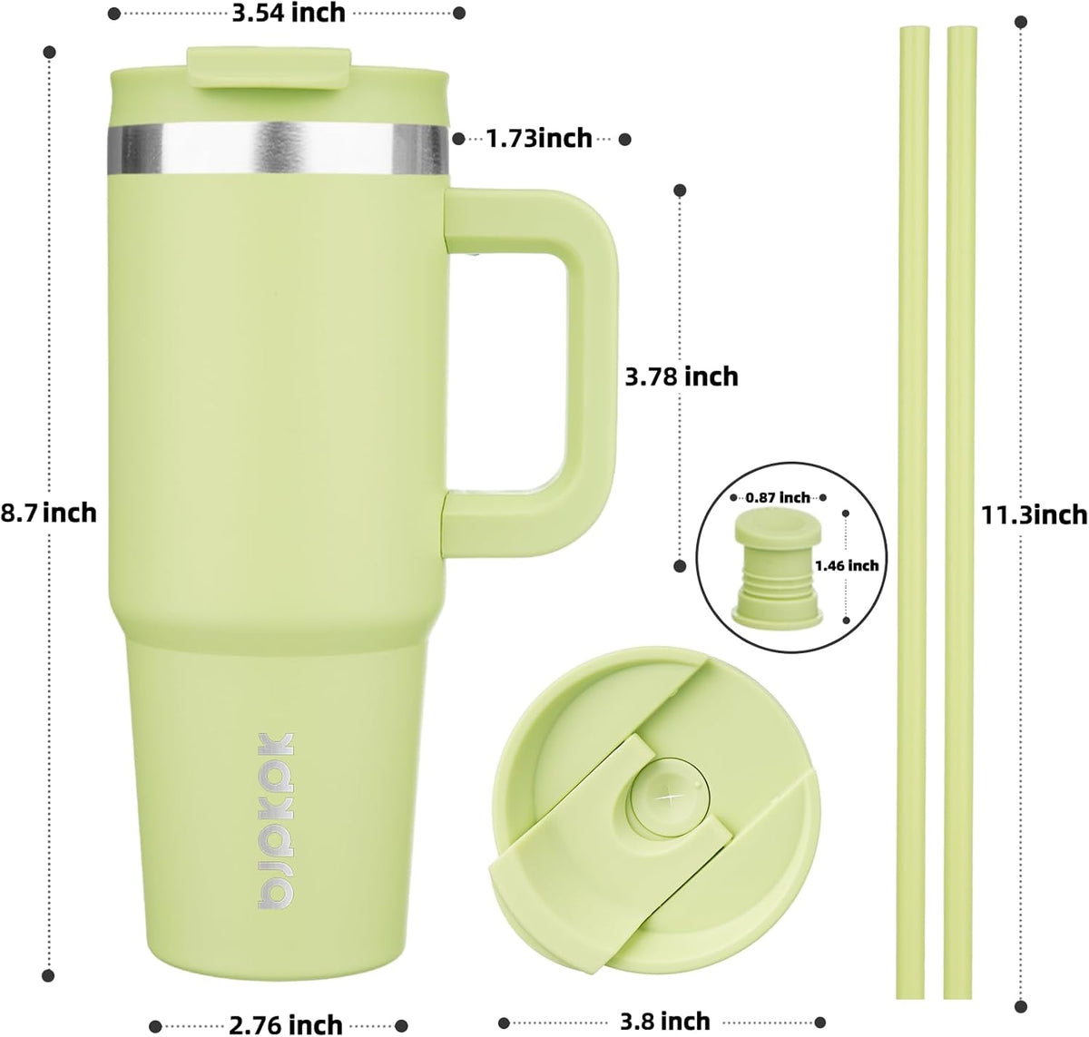 BJPKPK Tumbler With Handle And Straw 30oz Insulated Tumbler Cups With Lid Stainless Steel Travel Coffee Mug,Macaron Green