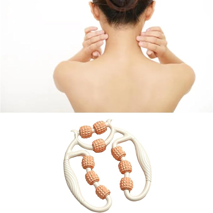 HEEPDD 9 Wheels Muscle Roller, Leg Massager Muscle Relaxation Stretching Roller Foam Roller Deep Tissue Massager for Thigh Arms Leg Waist (Orange)